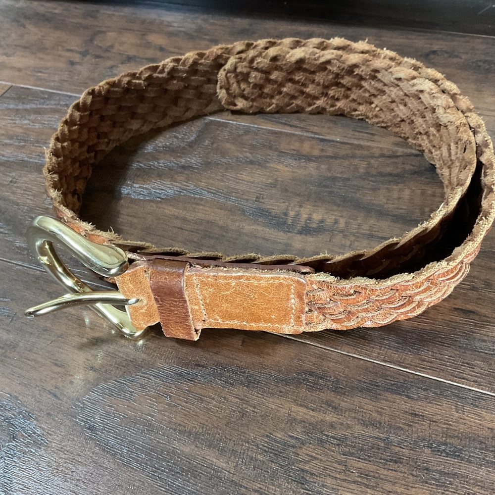 Michael Kors Leather Woven 1.5” Belt Medium Brown Size S